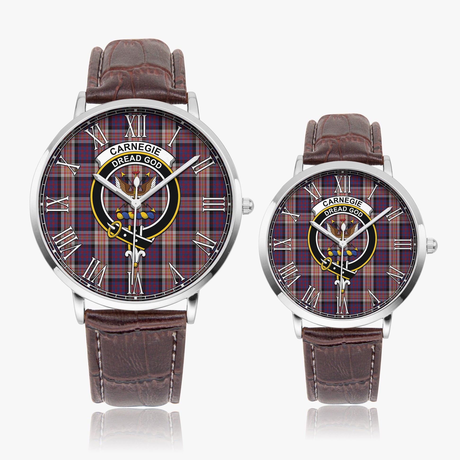 Carnegie Tartan Family Crest Leather Strap Quartz Watch - Tartan Vibes Clothing