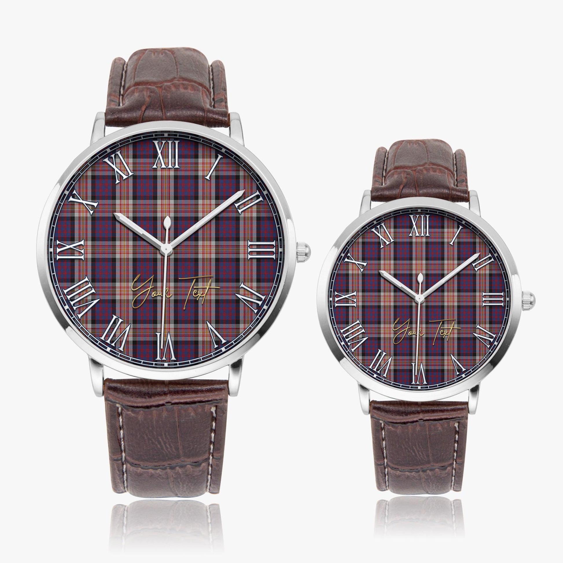 Carnegie Tartan Personalized Your Text Leather Trap Quartz Watch - Tartan Vibes Clothing