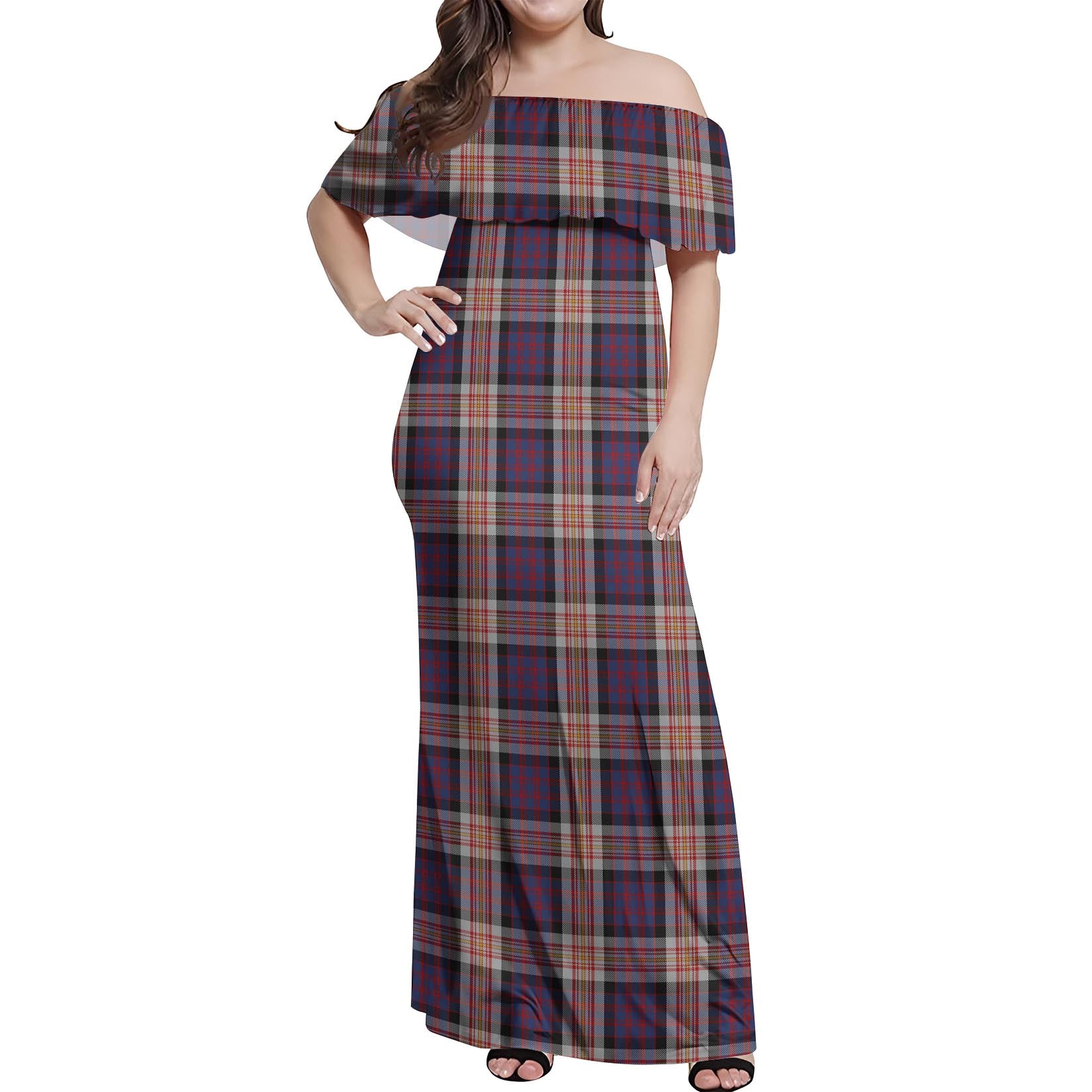 Carnegie Tartan Off Shoulder Long Dress Women's Dress - Tartan Vibes Clothing