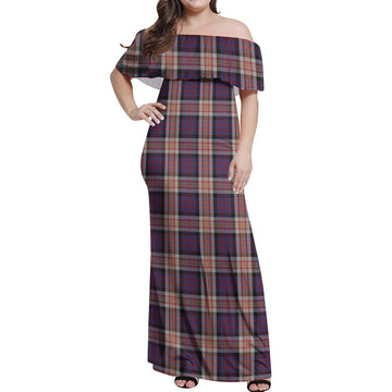 Carnegie Tartan Off Shoulder Long Dress Women's Dress - Tartan Vibes Clothing