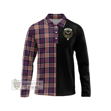 Carnegie Tartan Long Sleeve Polo Shirt with Family Crest and Half Of Me Style Unisex - Tartan Vibes Clothing