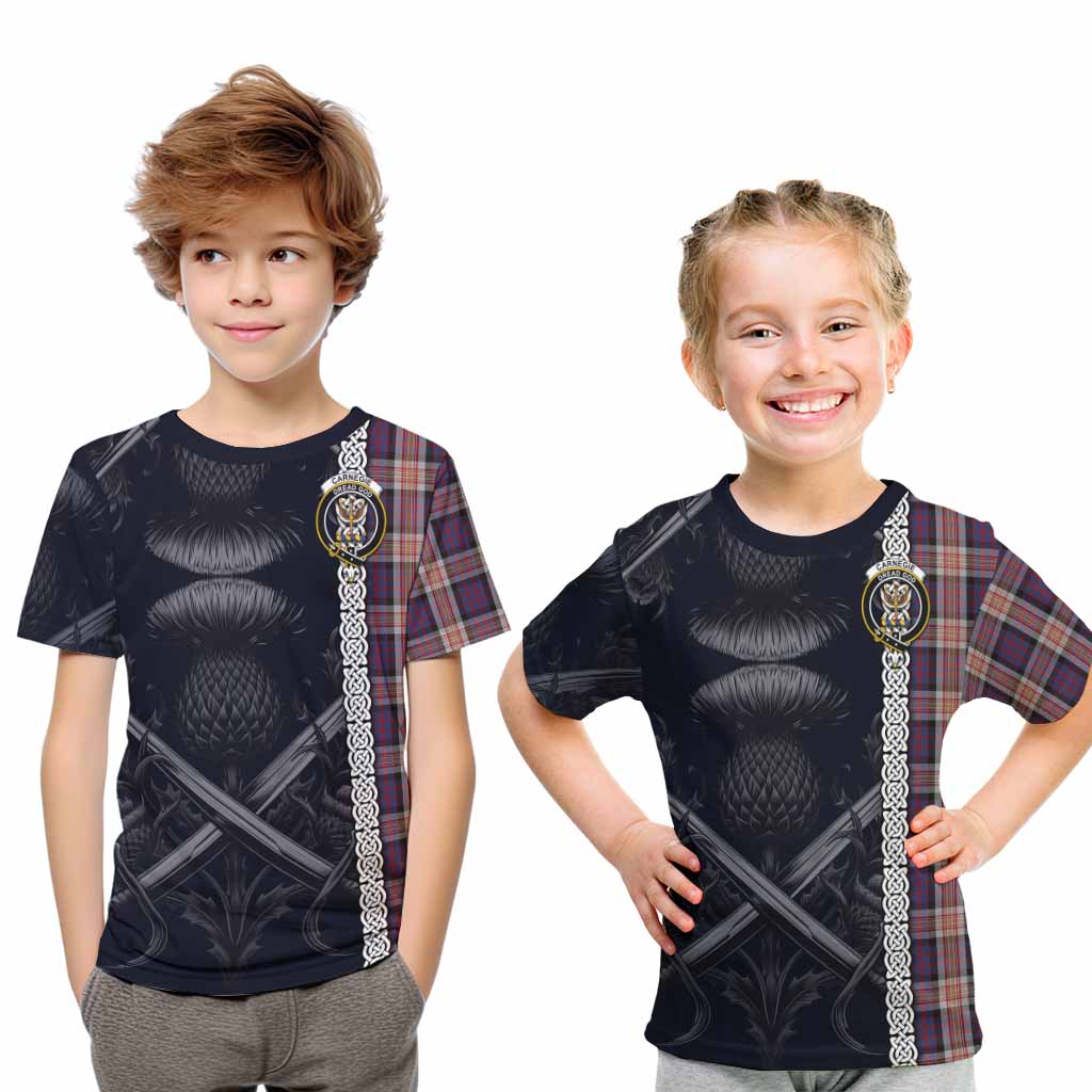 Carnegie Tartan Kid T-Shirt with Family Crest Cross Sword Thistle Celtic Vibes Youth XL Size14 - Tartan Vibes Clothing