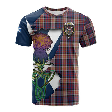 Tartan Vibes Clothing Carnegie Tartan Family Crest Cotton T-shirt Scottish Thistle Celtic Inspired