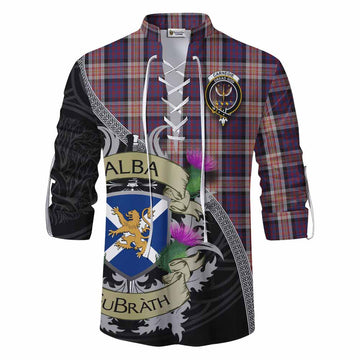 Carnegie Tartan Family Crest Ghillie Kilt Shirt Lion Rampant Royal Thistle Shield Celtic Inspired Men - Tartan Vibes Clothing