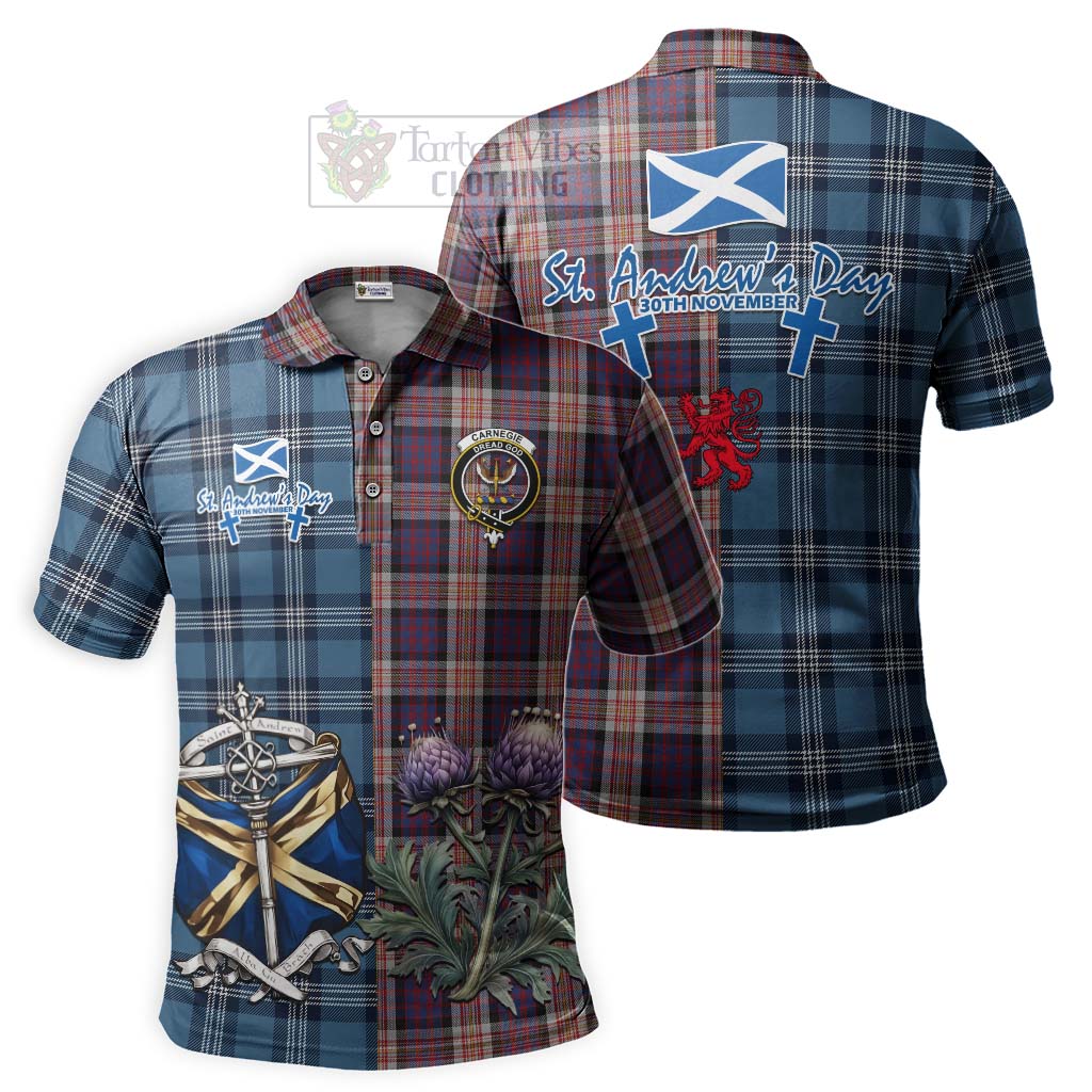 Carnegie Tartan Polo Shirt Happy St. Andrew's Day Half Tartan Style Kid - Tartan Vibes Clothing
