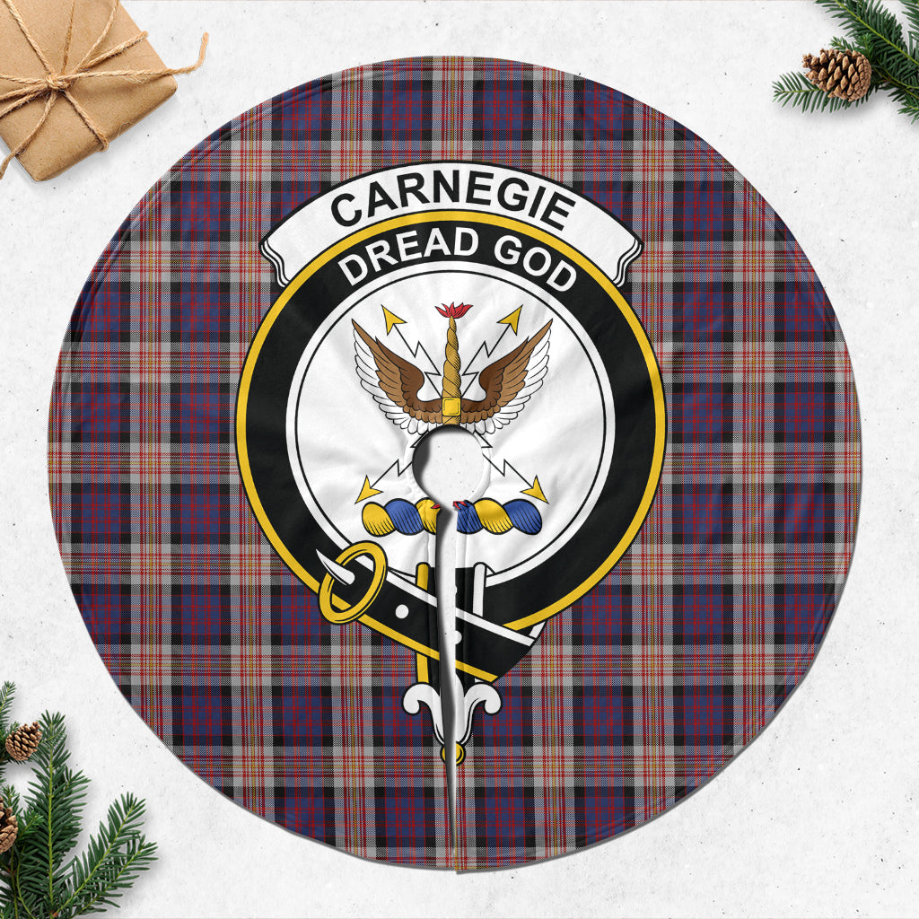 Carnegie Tartan Christmas Tree Skirt with Family Crest 47*47 inch - Tartan Vibes Clothing