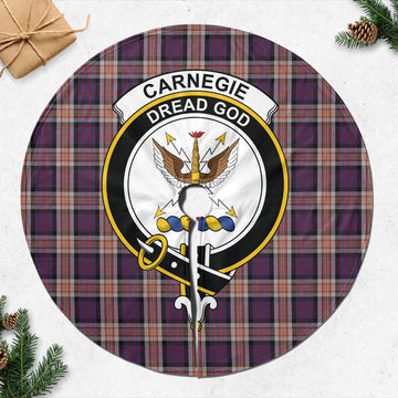 Carnegie Tartan Christmas Tree Skirt with Family Crest 47*47 inch - Tartan Vibes Clothing