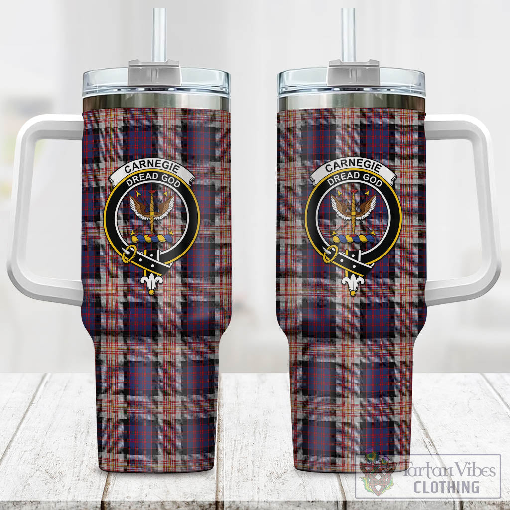 Carnegie Tartan Tumbler with Handle with Family Crest One Size 40 OZ - Tartan Vibes Clothing
