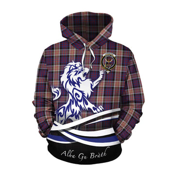 Carnegie Tartan Cotton Hoodie with Alba Gu Brath Regal Lion Emblem Pullover Hoodie XS - Tartan Vibes Clothing