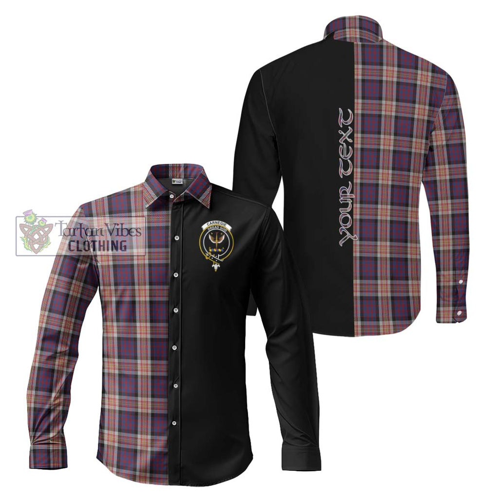 Carnegie Tartan Long Sleeve Button Shirt with Family Crest and Half Of Me Style Men's Shirt S - Tartanvibesclothing Shop