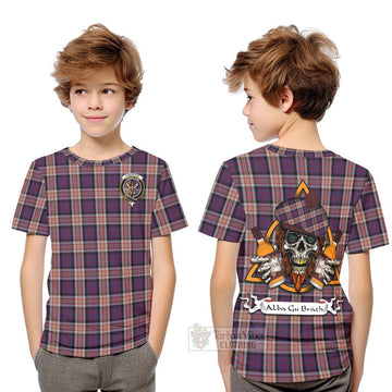 Carnegie Tartan Kid T-Shirt with Family Crest and Bearded Skull Holding Bottles of Whiskey Youth XL Size14 - Tartan Vibes Clothing