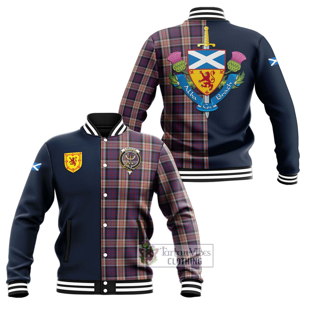 Carnegie Tartan Baseball Jacket Alba with Scottish Lion Royal Arm Half Style Unisex - Tartan Vibes Clothing