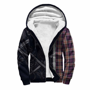 Carnegie Tartan Sherpa Hoodie with Family Crest Cross Sword Thistle Celtic Vibes Unisex S - Tartan Vibes Clothing
