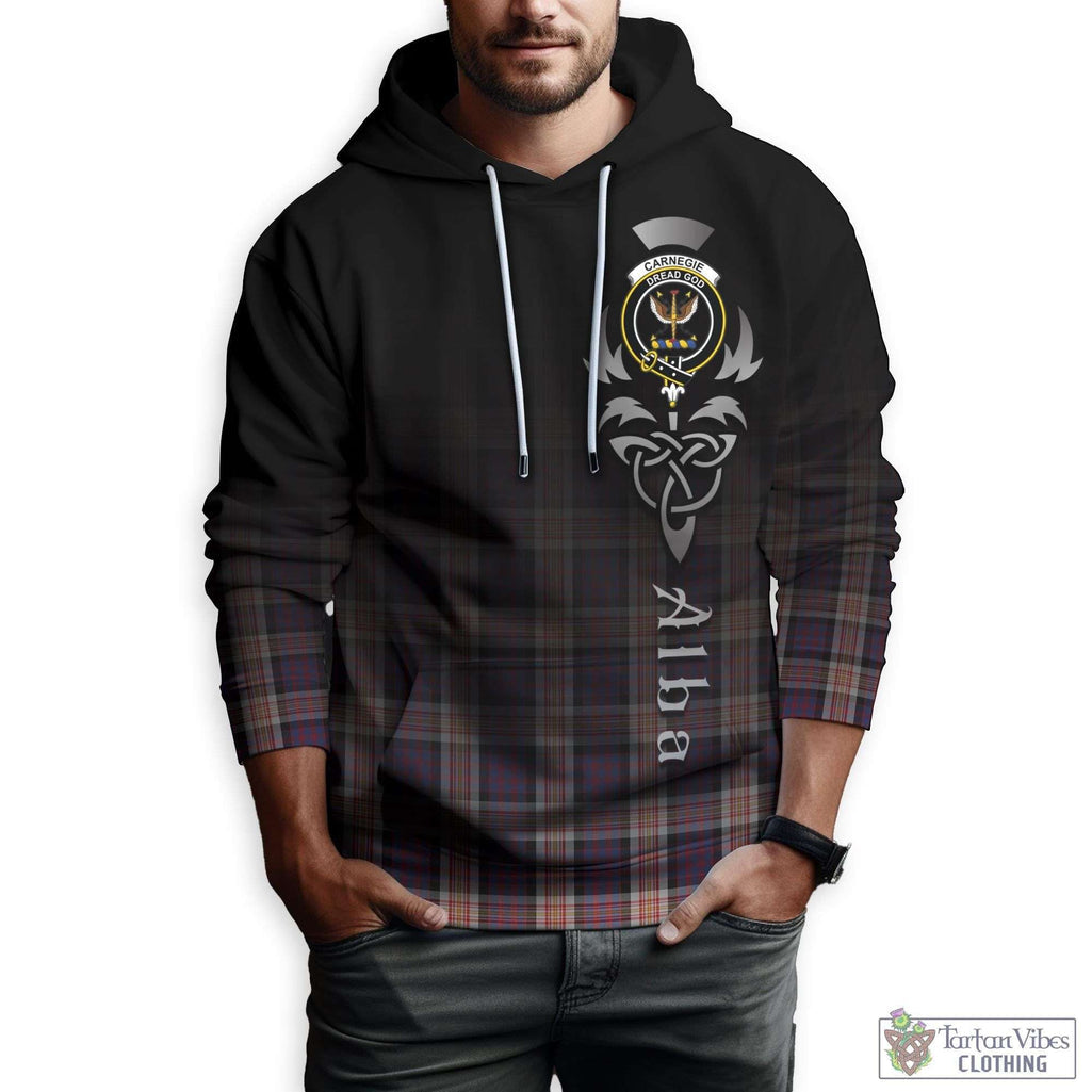 Carnegie Tartan Hoodie Featuring Alba Gu Brath Family Crest Celtic Inspired Zip Hoodie - Tartan Vibes Clothing