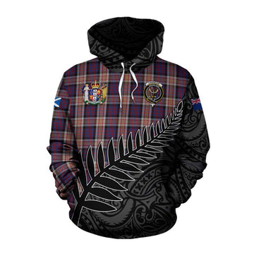 Carnegie Crest Tartan Cotton Hoodie with New Zealand Silver Fern Half Style Pullover Hoodie XS - Tartan Vibes Clothing