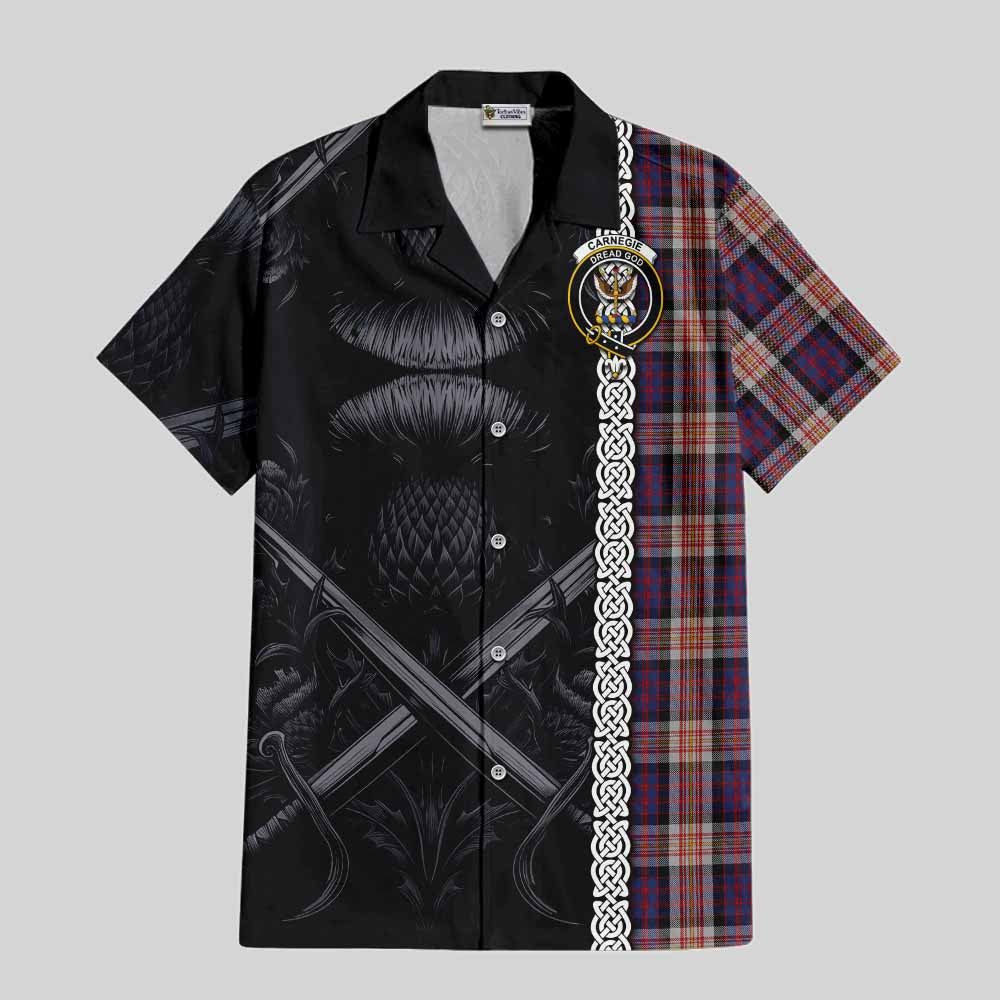 Carnegie Tartan Hawaiian Shirt with Family Crest Cross Sword Thistle Celtic Vibes Kid - Tartan Vibes Clothing