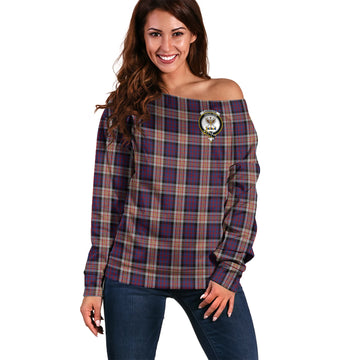 Carnegie Tartan Off Shoulder Women Sweater with Family Crest Women - Tartan Vibes Clothing