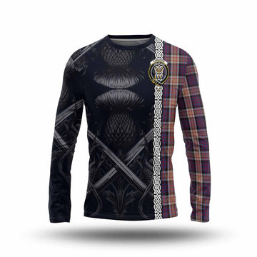 Carnegie Tartan Long Sleeve T-Shirt with Family Crest Cross Sword Thistle Celtic Vibes Unisex - Tartan Vibes Clothing