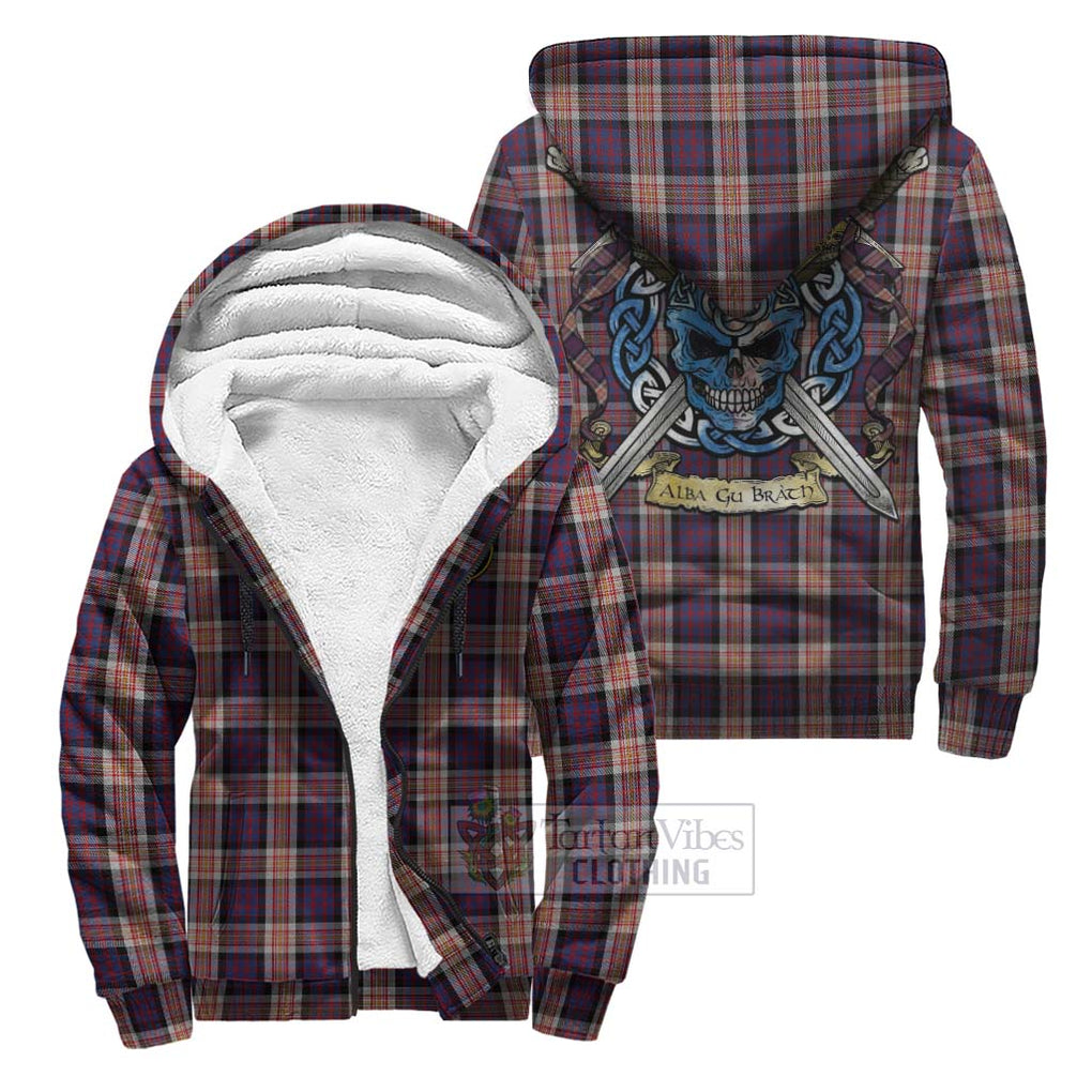 Carnegie Tartan Sherpa Hoodie with Family Crest Celtic Skull Style Unisex S - Tartan Vibes Clothing