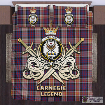 Tartan Vibes Clothing Carnegie Tartan Bedding Set with Clan Crest and the Golden Sword of Courageous Legacy