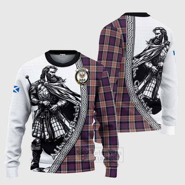 Carnegie Tartan Clan Crest Knitted Sweater with Highlander Warrior Celtic Style Unisex - Tartan Vibes Clothing
