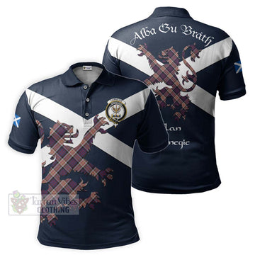 Carnegie Tartan Lion Rampant Polo Shirt Proudly Display Your Heritage with Alba Gu Brath and Clan Name Kid - Tartan Vibes Clothing