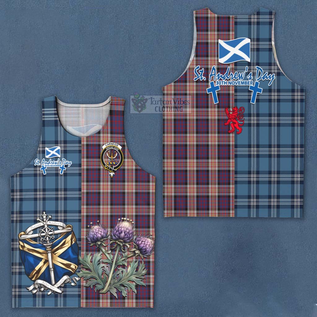 Carnegie Tartan Men's Tank Top Happy St. Andrew's Day Half Tartan Style Men - Tartan Vibes Clothing