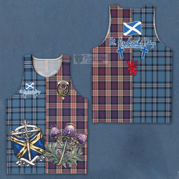 Carnegie Tartan Men's Tank Top Happy St. Andrew's Day Half Tartan Style Men - Tartan Vibes Clothing
