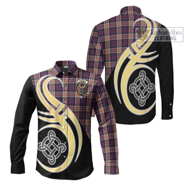 Carnegie Tartan Long Sleeve Button Shirt with Family Crest and Celtic Symbol Style Men's Shirt S - Tartan Vibes Clothing