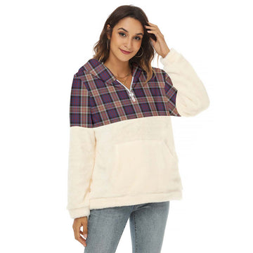 Carnegie Tartan Half Style Women's Borg Fleece Hoodie with Half Zip Female - Tartan Vibes Clothing