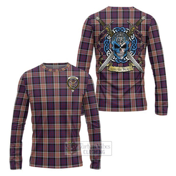 Carnegie Tartan Long Sleeve T-Shirt with Family Crest Celtic Skull Style Unisex - Tartan Vibes Clothing