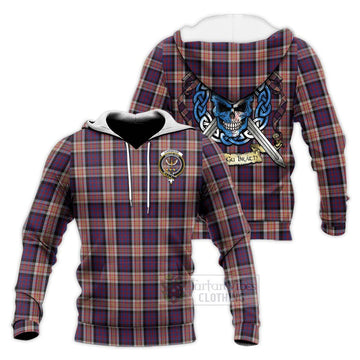 Carnegie Tartan Knitted Hoodie with Family Crest Celtic Skull Style Unisex Knitted Pullover Hoodie - Tartan Vibes Clothing