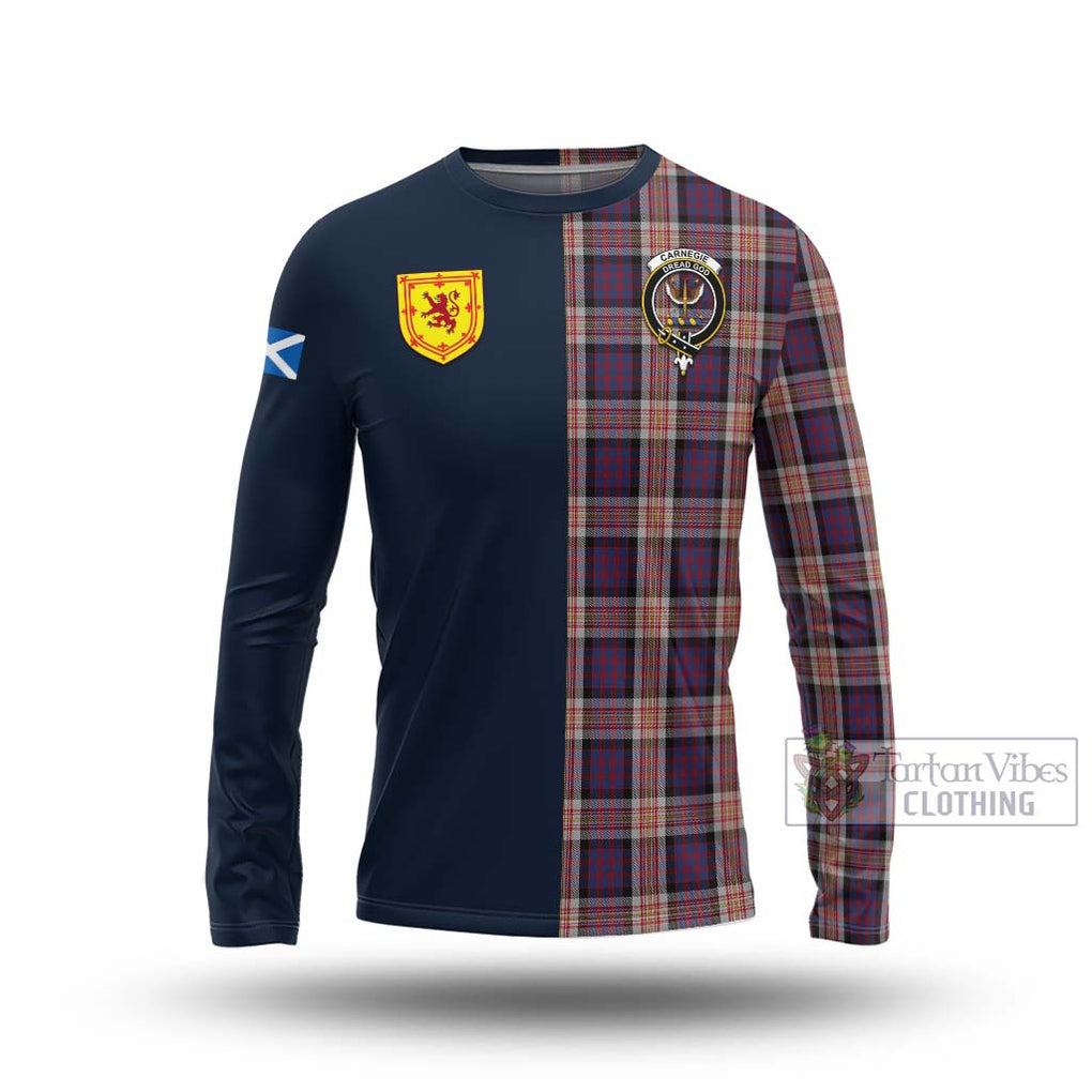 Carnegie Tartan Long Sleeve T-Shirt Alba with Scottish Lion Royal Arm Half Style Unisex - Tartan Vibes Clothing