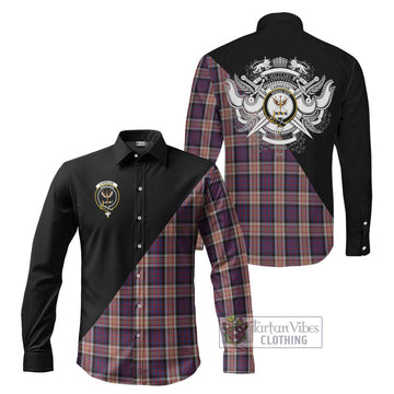 Carnegie Tartan Long Sleeve Button Shirt with Family Crest and Military Logo Style Men's Shirt S - Tartanvibesclothing Shop