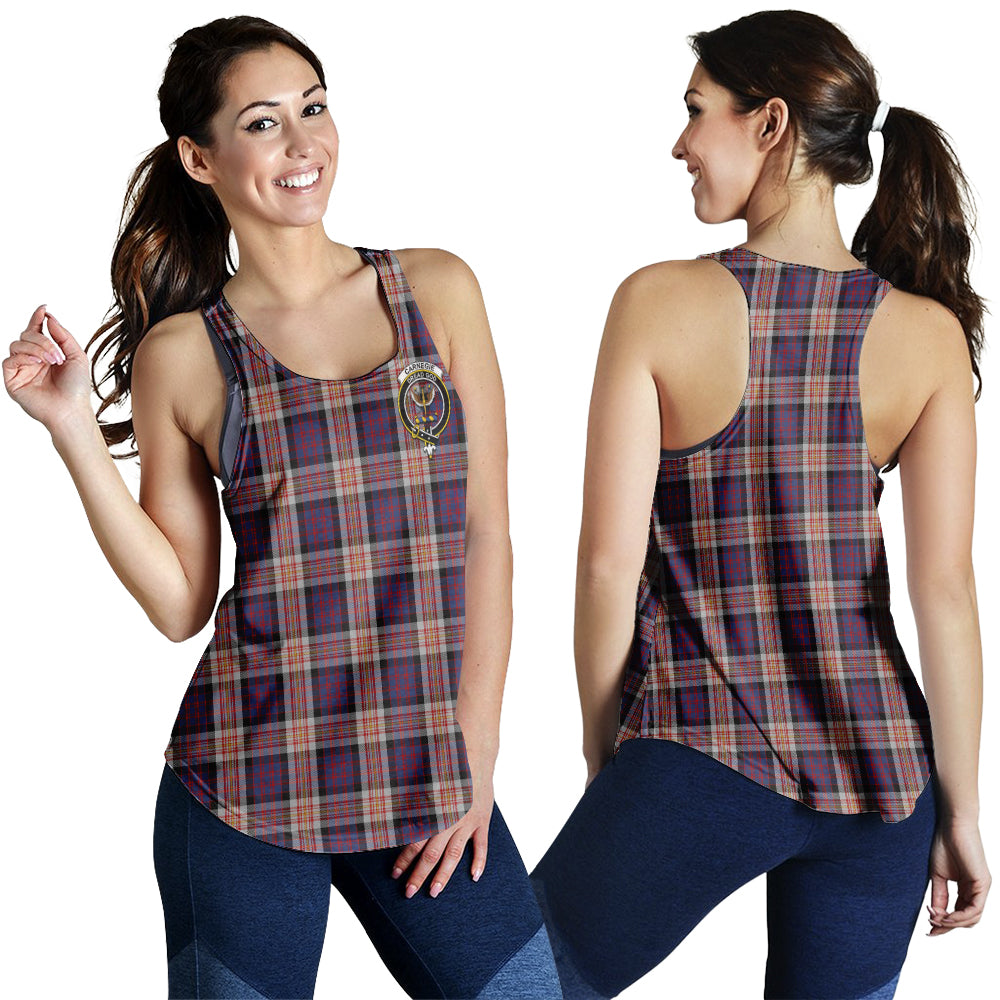 Carnegie Tartan Women Racerback Tanks with Family Crest 4XL - Tartan Vibes Clothing