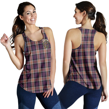 Carnegie Tartan Women Racerback Tanks with Family Crest 4XL - Tartan Vibes Clothing