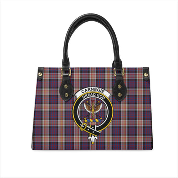 Carnegie Tartan Leather Bag with Family Crest