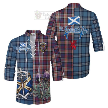 Carnegie Tartan Ghillie Kilt Shirt Happy St. Andrew's Day Half Tartan Style Men - Tartan Vibes Clothing