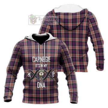Carnegie Tartan Knitted Hoodie with Family Crest DNA In Me Style Unisex Knitted Pullover Hoodie - Tartan Vibes Clothing