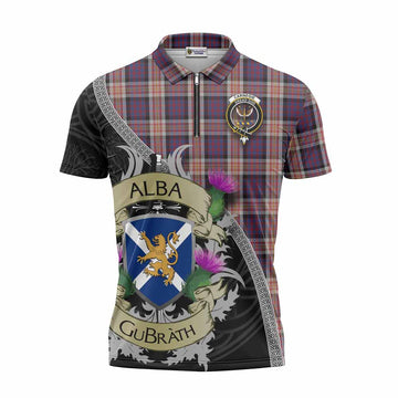 Carnegie Tartan Family Crest Zipper Polo Shirt Lion Rampant Royal Thistle Shield Celtic Inspired Unisex - Tartan Vibes Clothing