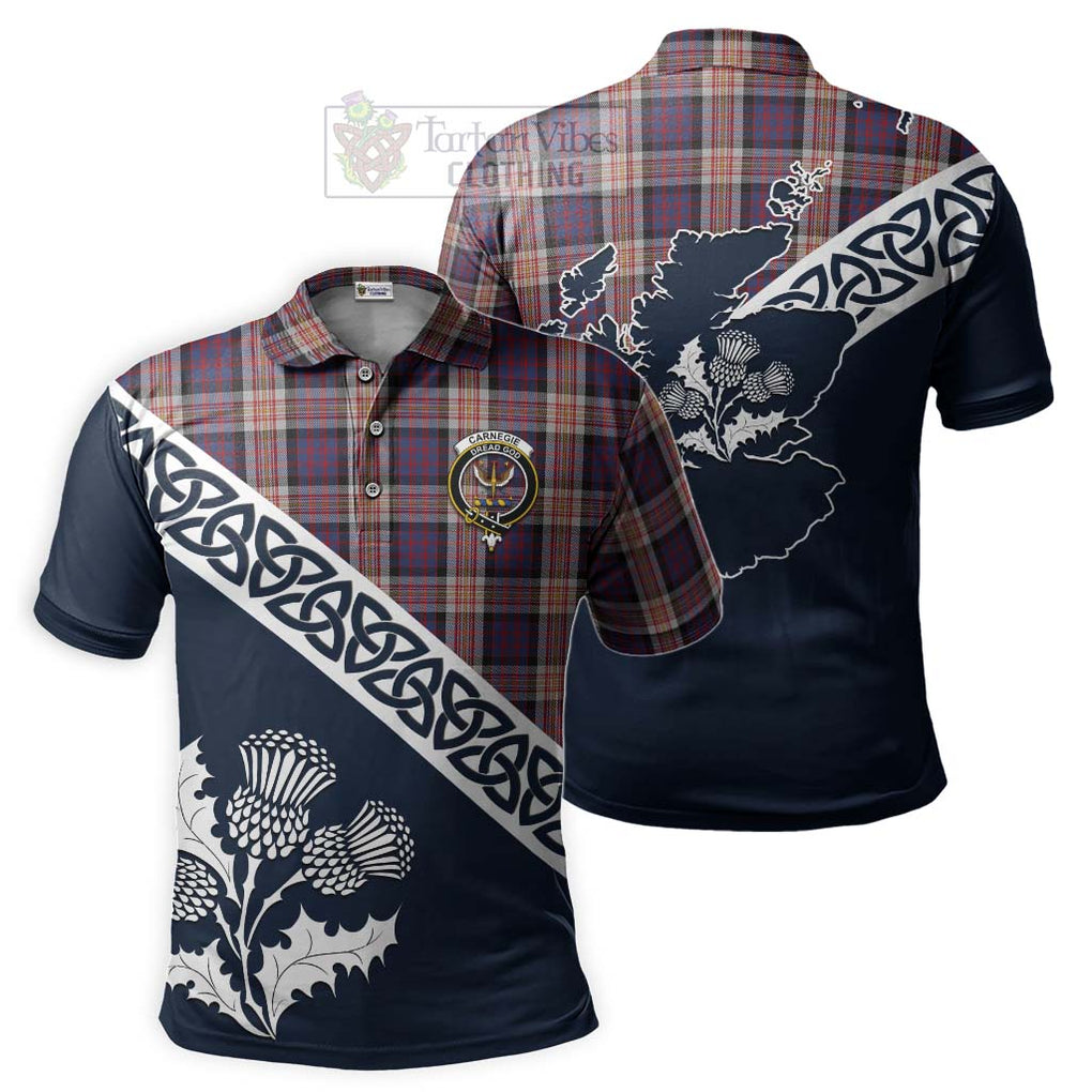 Carnegie Tartan Polo Shirt Featuring Thistle and Scotland Map Kid - Tartanvibesclothing Store