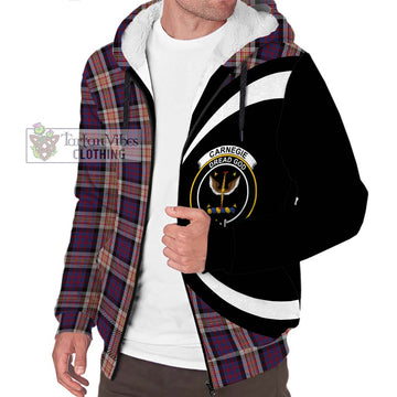 Carnegie Tartan Sherpa Hoodie with Family Crest Circle Style Unisex S - Tartan Vibes Clothing