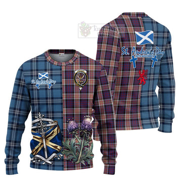 Carnegie Tartan Knitted Sweater Happy St. Andrew's Day Half Tartan Style Unisex - Tartan Vibes Clothing