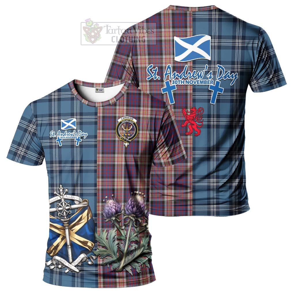 Carnegie Tartan T-Shirt Happy St. Andrew's Day Half Tartan Style Kid's Shirt - Tartan Vibes Clothing