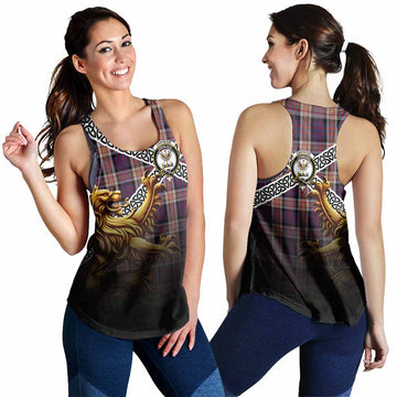 Carnegie Crest Tartan Women's Racerback Tanks with Golden Lion Emblem Celtic Style 4XL - Tartan Vibes Clothing