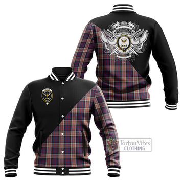 Carnegie Tartan Baseball Jacket with Family Crest and Military Logo Style Unisex - Tartan Vibes Clothing
