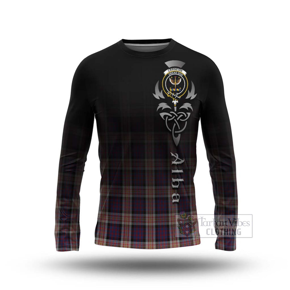 Carnegie Tartan Long Sleeve T-Shirt Featuring Alba Gu Brath Family Crest Celtic Inspired Unisex - Tartan Vibes Clothing
