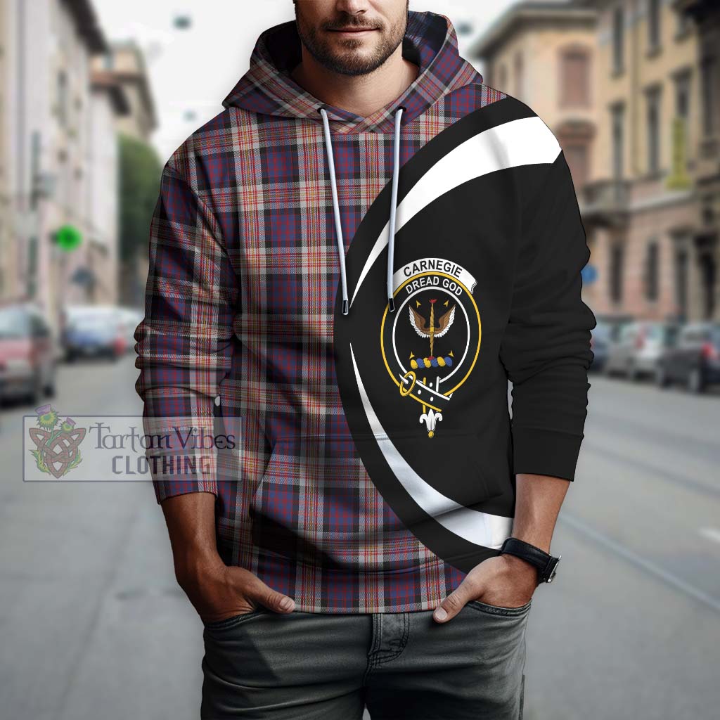 Carnegie Tartan Hoodie with Family Crest Circle Style Zip Hoodie - Tartan Vibes Clothing