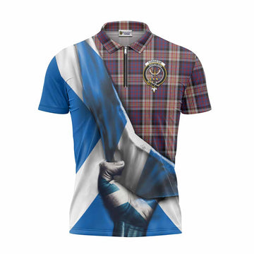 Carnegie Tartan Zipper Polo Shirt with Family Crest Scotland Patriotic Style Unisex - Tartan Vibes Clothing