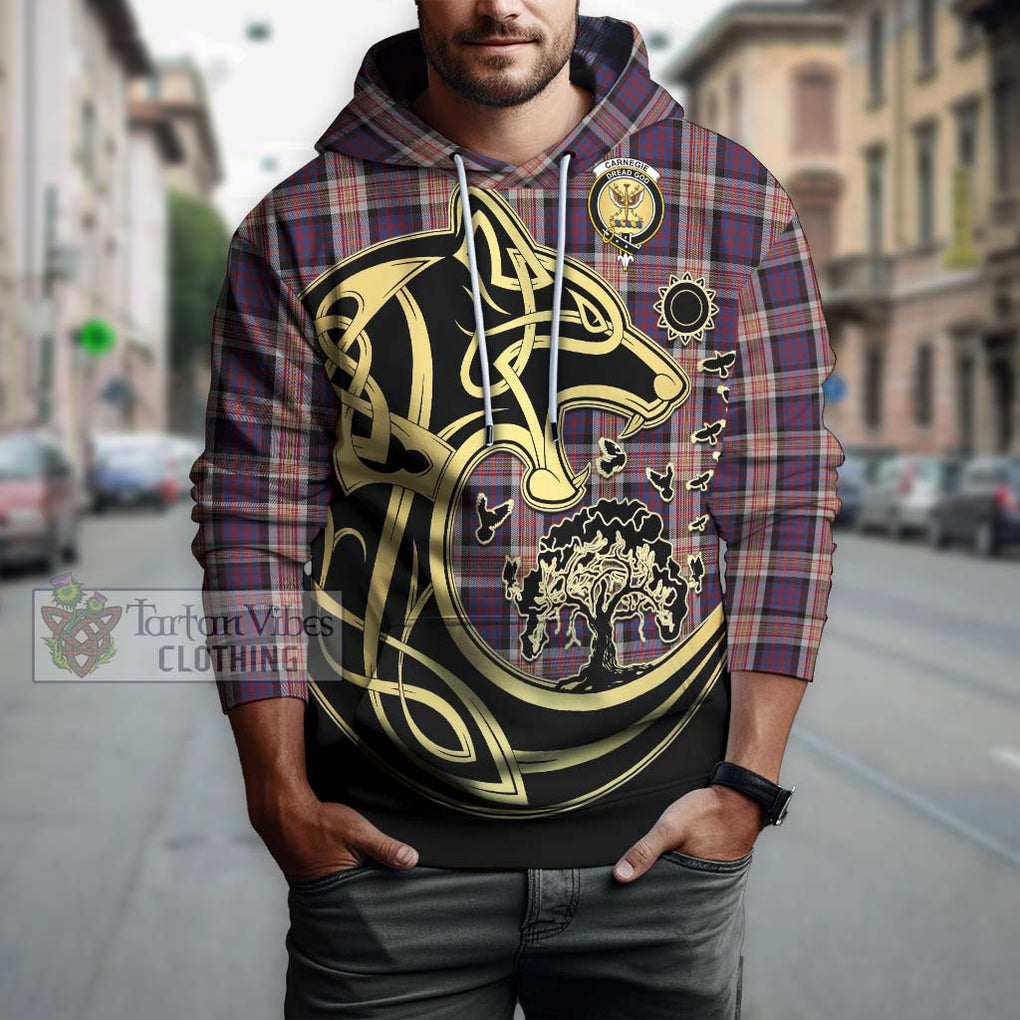 Carnegie Tartan Hoodie with Family Crest Celtic Wolf Style Zip Hoodie - Tartan Vibes Clothing